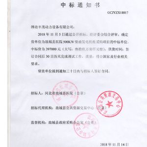 河北省故城縣醫(yī)院中標(biāo)書(shū)?